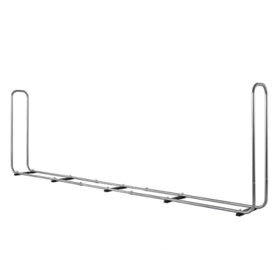 Abbildung von wolfcraft Stapelhilfe Modular XXL 5125000 Verstellbare Kaminholzaufbewahrung für den Außenbereich aus verzinktem Stahl Max. Volumen: 1,6 m3, Silber