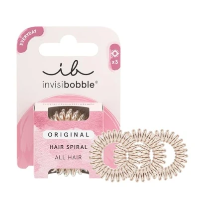 Abbildung von invisibobble Original Haargummis bronze Me Pretty I 3x Spirale für Mädchen und Damen starker Halt haarschonend das Original, designed im Herzen Münchens