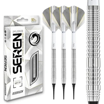 Abbildung von RED DRAGON Darts Seren Pure 2 90% Wolfram 18g Fass/ 20g Volles Gewicht Professional Weiche Spitze Dart Set mit Flüge und Dartschäfte