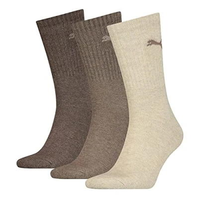 Abbildung von Puma Unisex Crew Socken, Brown, 39/42 (3er Pack)