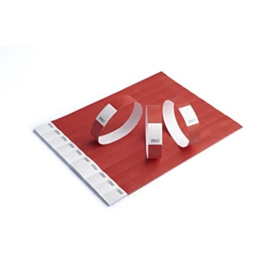 Abbildung von 100 Papier Armbänder aus Tyvek, 19 mm für Events, Festivals, reißfest, in 12 Farben erhältlich 19mm (Rot)