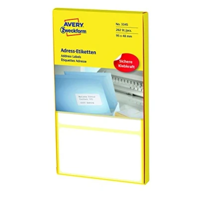 Abbildung von AVERY Zweckform 3345 Adress Etiketten (Papier matt, 282 Etiketten, 95 x 48 mm) 1 Pack weiß