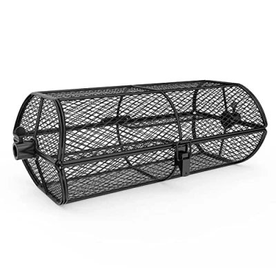 Abbildung von Onlyfire Grillkorb für Drehspieß Erdnuss Bohnen Pommes Frites Drehspiess Korb Grillzubehör Gasgrill und Holzkohle Kugelgrill, 38x17,8x14cm