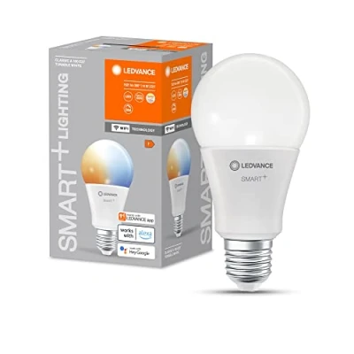 Abbildung von LEDVANCE Smarte LED Lampe mit WiFi Technologie, Sockel E27, Dimmbar, Warmweiß (2700 K), ersetzt Glühlampen 100 W, SMART+ Classic Dimmable, 1er Pack