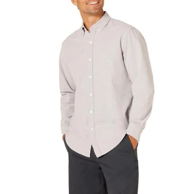 Abbildung von Amazon Essentials Herren Langärmliges Oxford Hemd mit normaler Passform, Grau, XXL