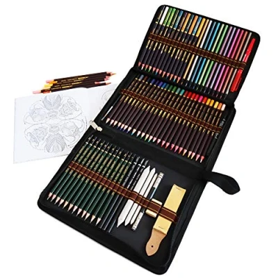 Abbildung von YJYHART 72 Buntstifte Set,Professionell Bleistift Zeichnen Set für Skizzieren Malset inklusive farbstift, Graphit und Kohle Bleistifte Zubehör,Ideales schulbedarf künstlerbedarf