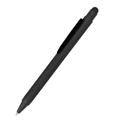 Abbildung von Online Kugelschreiber Alu Stylus schwarz, Druckkugelschreiber aus Aluminium, auswechselbare Großraum Mine, Schreibfarbe mit Softtouch Feeling, Stift Touchpen, 1 Stück