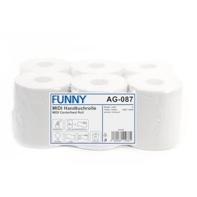 Abbildung von Funny Handtuchrolle, Innenabwicklung 20 cm, 1 lagig, Recycling weiß, 1er Pack (1 x 6 Stück)