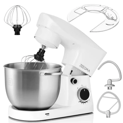 Abbildung von ZEEGMA PLANEET EASY Planetenroboter 1500 W Multifunktionale Küchenmaschine mit 5,2 L Schüssel 2 Griffen, Mixer 10 Geschwindigkeitsstufen Haken, Rührer, Schneebesen, Deckel Maßangaben