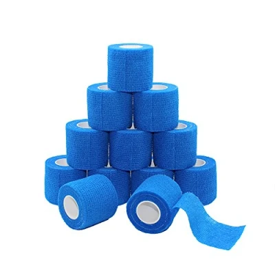 Abbildung von Fuluning, 12 Stück, 5,1 cm X 5 Meter Tapeverband, selbsthaftend Tape, Sportbandage stark Sport Tape für Handgelenk, Knöchel Verstauchungen und Schwellungen, Selbsthaftende Bandage Rollen, blau Farbe
