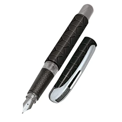 Abbildung von Online Füller College Black Style, Tinten für Rechtshänder, ergonomisches Griffstück, hochwertige Iridium Feder medium, Standard Tintenpatronen, inkl. Kombipatrone blau, Allergiker geeignet
