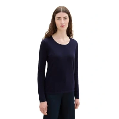 Abbildung von TOM TAILOR Damen 1038879 Basic Pullover mit Struktur, 30025 navy Midnight Blue, XXXL