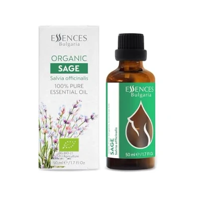 Abbildung von Essences Bulgaria BIO Salbei Ätherisches Öl 50ml Salvia officinalis 100% Naturrein Unverdünnt zertifiziert Spitzenqualität aus Familienbetrieb Ohne Gentechnik Vegan