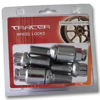 Abbildung von TRACER Radschloss Radschrauben Satz Felgenschloss Diebstahlsicherung M14x1,5 27mm Kugelbund R13 mit 2x Schlüssel kompatibel Audi, VW, Seat, Skoda