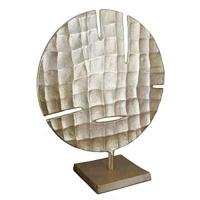 Abbildung von GILDE Deko Design Skulptur XL rundes Dekoobjekt aus Aluminium Fabe: helles Gold Höhe 43 cm