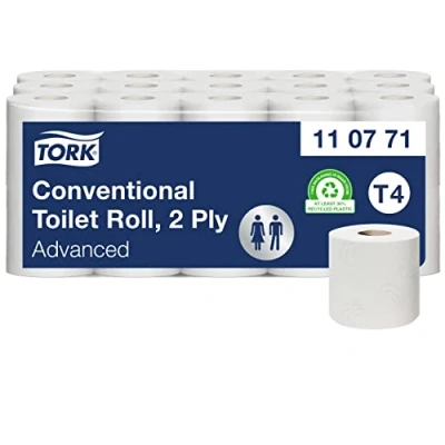 Abbildung von Tork 110771 weiches Kleinrollen Toilettenpapier in Advanced Qualität für T4 Kleinrollensysteme / WC Papier 2 lagig weich &amp; reißfest, 1 x 30er Pack (30 400 Blatt)