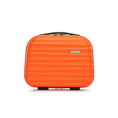 Abbildung von WITTCHEN Kosmetikkoffer Reisekoffer Handgepäck Kabinengepäck Rollkoffer Hartschale aus ABS Zahlenschloss Groove Line Orange