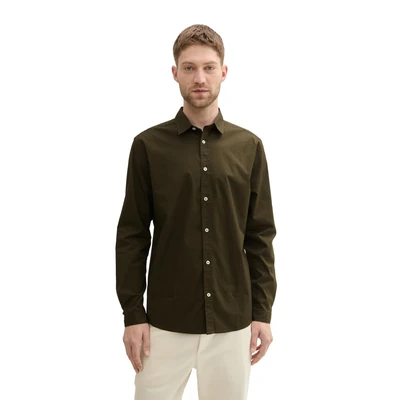 Abbildung von TOM TAILOR Herren Regular Fit Business Hemd mit Stretch, 11172 Dark Rosin Green, XXXL