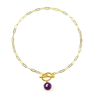 Abbildung von COAI Geschenkideen Damen Gliederkette mit Knebelverschluss und Amethyst Perle Anhänger