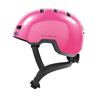 Abbildung von ABUS Kinderhelm Skurb Kid robuster Fahrradhelm im Skater Look mit Platz für einen Zopf und vielfältigen Designs Mädchen Jungen Pink Glänzend, Größe S