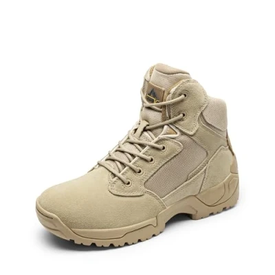 Abbildung von NORTIV 8 Herren Militärische Taktische Arbeitsstiefel Leder Motorrad Kampfstiefel,Size 42,Sand A,Alloy
