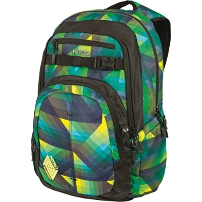 Abbildung von Nitro 878014 Chase Rucksack, Schulrucksack mit Organizer, Schoolbag, Daypack 17 Zoll,Laptopfach, Geo Green, 35L