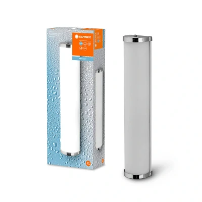 Abbildung von LEDVANCE BATHROOM CLASSIC CYLINDER Badezimmer Wandleuchte 455mm, Chrom, E14 Sockel, kann mit smarter Lampe bestückt werden, hochwertige Verarbeitung, Zylinderform, IP44 Schutzklasse