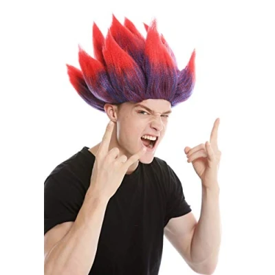 Abbildung von WIG ME UP LM 19 PC3TPC13 Perücke Damen Herren Karneval hochtoupiert Dämon Teufel Troll Blume Rot Blau