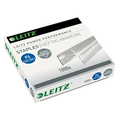 Abbildung von Leitz Power Performance Heavy Duty Heftklammern P6 (23/15XL), Verzinkt, Box mit 1000 Heftklammern, 55790000