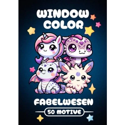 Abbildung von Window Color Vorlagen Fabelwesen Fantasy: A4 Vorlagenbuch für kreative Kinder ab 5 Jahren: 50 liebevoll gestaltete und abwechslungsreiche Motive. Wie Einhorn, Drachen, Feen, Greif, uvm.