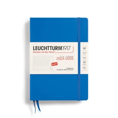 Abbildung von LEUCHTTURM1917 370729 Akademischer Wochenplaner 2025, Medium A5 Hardcover 18 Monats Kalender, liniert Sky, Englisch