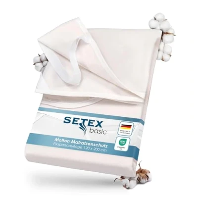 Abbildung von Setex Molton Köper Schoner naturfarben Matratzenschoner 120x200 cm für Matratzen mit 15 22 Höhe Fixspannauflage aus 100% Baumwolle OEKO TEX Standard 100 Matratzenauflage Bettmatratzen