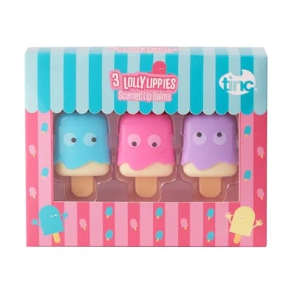 Abbildung von Tinc Lolly aromatisierter Lippenbalsam für Kinder im Eis Design, Düfte Zuckerstange, Vanille, Rose, hält die Lippen feucht, perfekte Gastgeschenke, 3 Geschmacksrichtungen, Rosa, 10,5 g, Stück