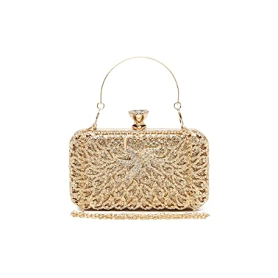 Abbildung von Miss Lulu Clutch Taschen für Frauen Hartschalen Clutches Beading Dinner Damen Pures Abendhandtaschen mit Abnehmbarer Kette (Gold)
