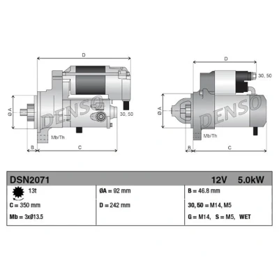 Abbildung von DENSO DSN3001 Anlasser 12 1,1 10 FORD: FIESTA 6, MONDEO 4 Turnier, C Max, VOLVO: V50