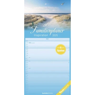 Abbildung von Alpha Edition Familienplaner Inspiration 2025 Familienkalender, 22x45cm, Kalender mit 5 Spalten für Termine, 100 jährigem und Pollenflugkalender, deutsches Kalendarium Ferientermine DE/AT/CH