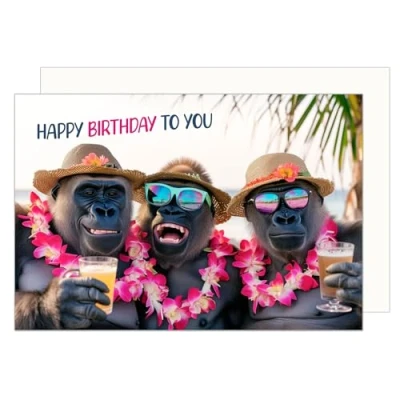 Abbildung von Edition Seidel Premium Geburtstagskarte mit Umschlag. Glückwunschkarte Tier Karte Billet Geburtstag Happy Birthday Mann Frau Coole Affen Party Urlaub Humor Lustig (G3527 SW024)