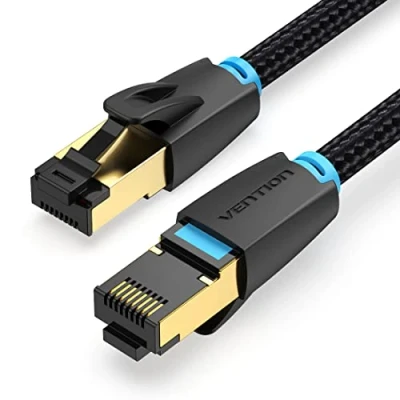 Abbildung von VENTION Cat 8 LAN Kabel 2M Netzwerkkabel Patchkabel Kurz Ethernet Lankabel 40Gbps Hochgeschwindigkeits 2000MHz S/FTP POE Gigabit RJ45 Vergoldeter für PS4/5, Xbox One, Router, TV, Switch, Modem