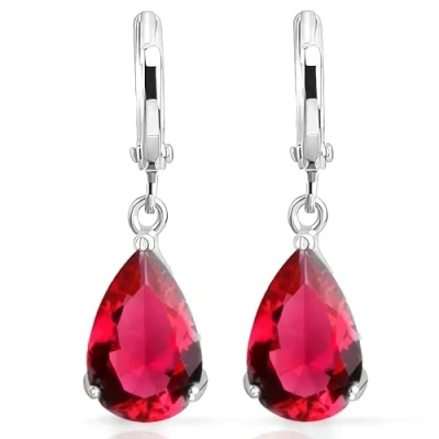 Abbildung von Crystalline Azuria Tropfenform Ohrhänger mit Rubinrosa Zirkonia Kristalle 18 kt Weiß Vergoldet für Damen