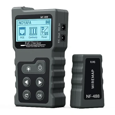 Abbildung von Noyafa Netzwerktester mit LCD Display, Netzwerk Kabeltester POE Funktion zur Überprüfung des Kurzschluss, Quer &amp; Unterbrechungszustandes von Cat5/Cat6 Netzwerkkabeln, Spannungs Stromtest, NF 488
