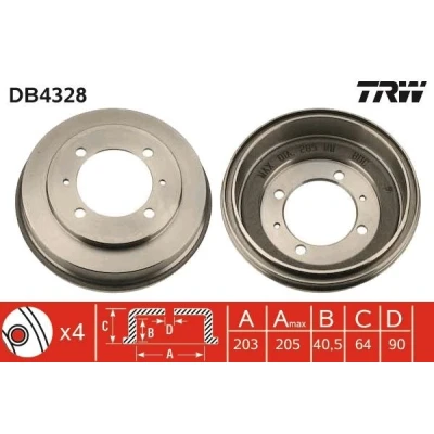 Abbildung von TRW DB4328 Bremstrommel