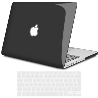 Abbildung von TECOOL Hülle Case Kompatibel mit Alten MacBook Pro 15 Zoll Retina 2015 2014 2013 2012 (A1398), Ultradünne Hartschale Schutzhülle Hardcase u. EU QWERTZ Tastaturschutz, Kristallschwarz
