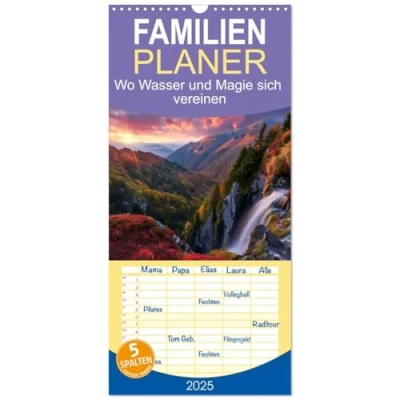 Abbildung von Familienplaner 2025 Wo Wasser und Magie sich vereinen mit 5 Spalten (Wandkalender, 21 cm x 45 cm), CALVENDO