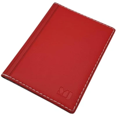 Abbildung von myledershop Elegantes Ausweisetui/Ausweishülle/Kreditkartenetui mit Kontrastnaht 12 Fächer MJ Design Germany Made in EU Designs (Design 1 / Rot)