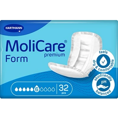 Abbildung von MoliCare Premium Form 6 Tropfen, für mittlere Inkontinenz: maximale Sicherheit, extra Auslaufschutz und Diskretion Frauen Männer, zu verwenden mit Fixpants, 32 Stück