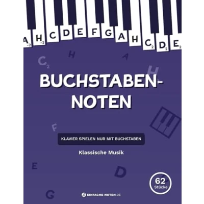 Abbildung von Buchstaben Noten: Klassische Musik: Klavier spielen nur mit Buchstaben.