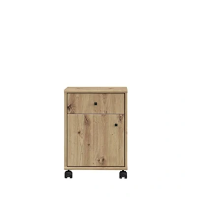 Abbildung von Forte Tempra 2 Rollcontainer mit 1 Tür und Schublade, Holzwerkstoff, Artisan Eiche Dekor, B x H T: 38,6 54, 42 cm