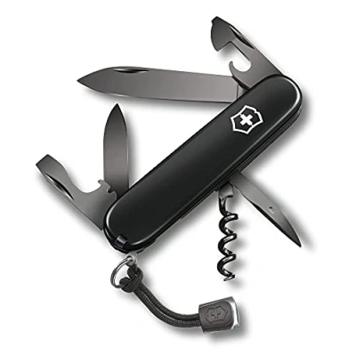 Abbildung von Victorinox Schweizer Taschenmesser, Spartan Onyx Black, Multitool, Swiss Army Knife mit 13 Funktionen, Klinge, Korkenzieher, Dosenöffner