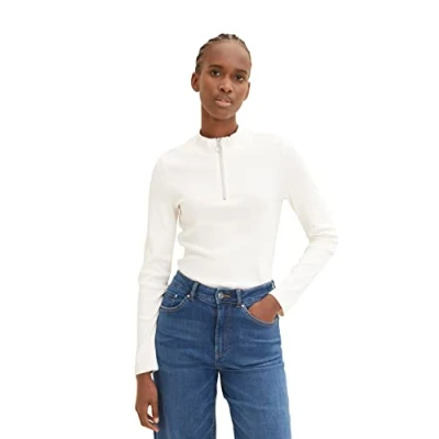 Abbildung von TOM Tailor Denim Troyer Strickpullover, Damen, Größe: XL, Gardenia white