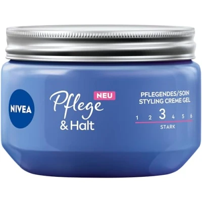 Abbildung von NIVEA Haargel, einfaches Haarstyling für natürlich aussehende Looks mit starkem Halt, Styling Gel Vitamin B3, Pflege &amp; Halt Pflegendes Creme (150 ml)